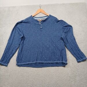Tommy Bahama Mens XL Blue Long Sleeve Henley Shirt Casual Top